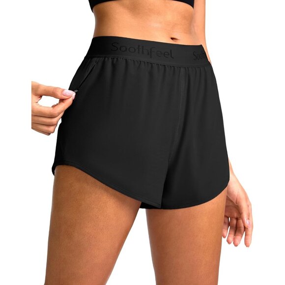 Women's Running Athletic Shorts with Zipper Pocket 3" Quick Dry Gym Workout Shor - Picture 1 of 7